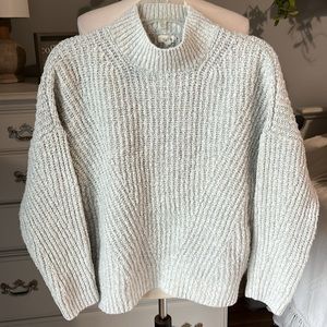 Debut Soft Gray Sweater Mock Neck Womens Small Drop Shoulder